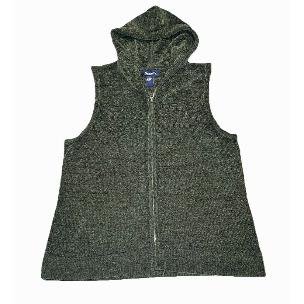 Denim & Co Fleece Vest XL Women Full Zip Hooded Sleeveless Jacket Gorpcore PTP